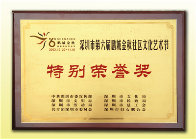 2003深圳文化艺术节特别荣誉奖